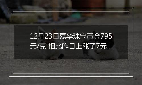 12月23日嘉华珠宝黄金795元/克 相比昨日上涨了7元/克