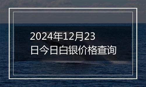 2024年12月23日今日白银价格查询