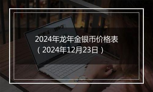 2024年龙年金银币价格表(2024年12月23日)