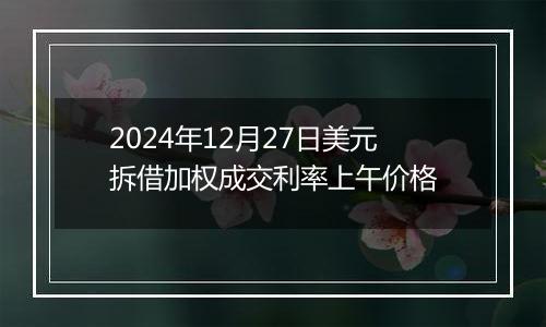 2024年12月27日美元拆借加权成交利率上午价格