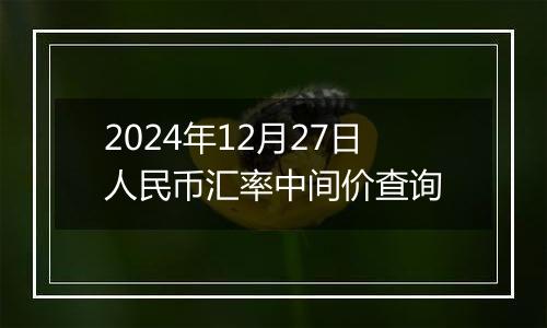 2024年12月27日人民币汇率中间价查询