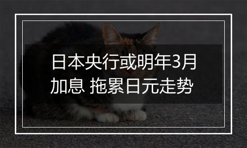日本央行或明年3月加息 拖累日元走势
