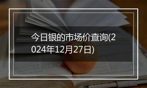 今日银的市场价查询(2024年12月27日)