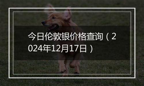 今日伦敦银价格查询(2024年12月17日)