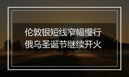 伦敦银短线窄幅慢行 俄乌圣诞节继续开火