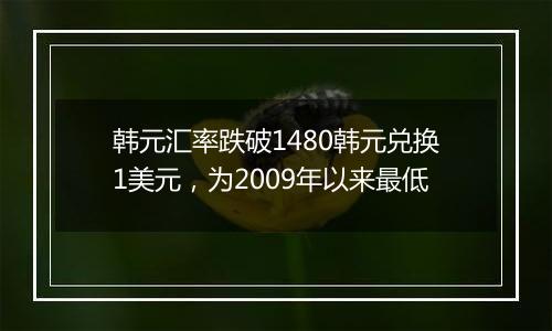韩元汇率跌破1480韩元兑换1美元,为2009年以来最低