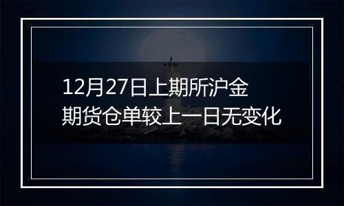 12月27日上期所沪金期货仓单较上一日无变化