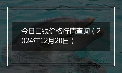今日白银价格行情查询(2024年12月20日)