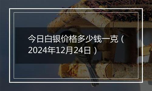 今日白银价格多少钱一克(2024年12月24日)