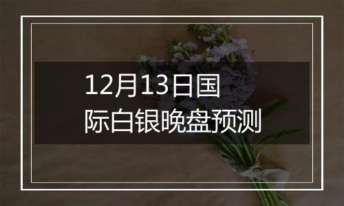 12月13日国际白银晚盘预测
