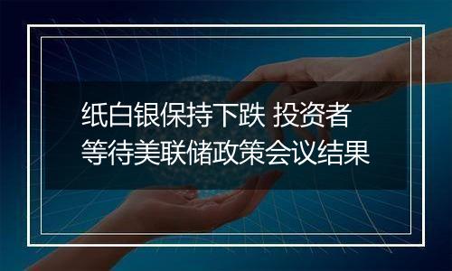 纸白银保持下跌 投资者等待美联储政策会议结果
