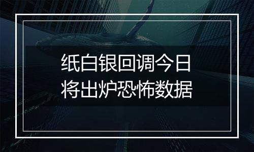 纸白银回调今日将出炉恐怖数据