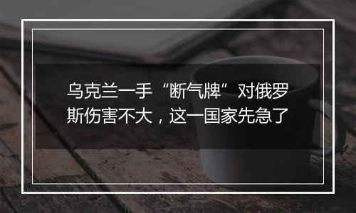 乌克兰一手“断气牌”对俄罗斯伤害不大,这一国家先急了