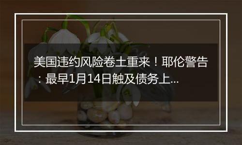 美国违约风险卷土重来!耶伦警告:最早1月14日触及债务上限