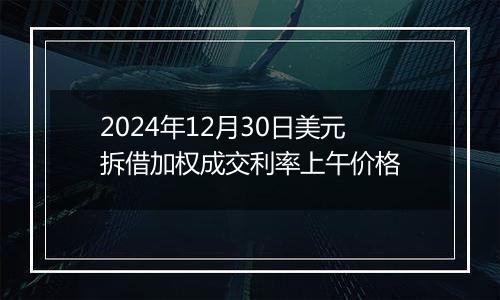2024年12月30日美元拆借加权成交利率上午价格