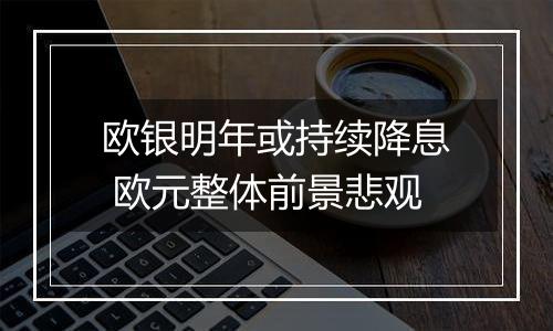 欧银明年或持续降息 欧元整体前景悲观