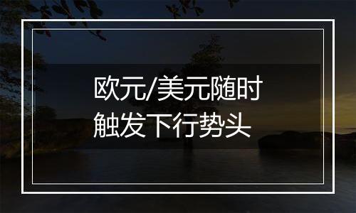 欧元/美元随时触发下行势头