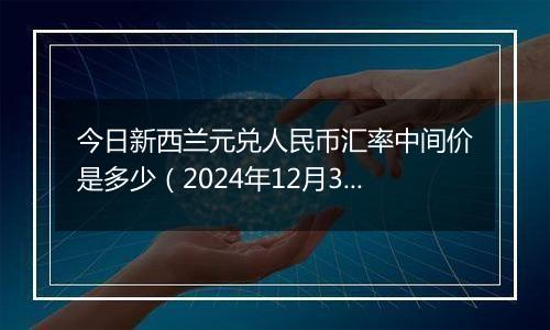 今日新西兰元兑人民币汇率中间价是多少(2024年12月30日)