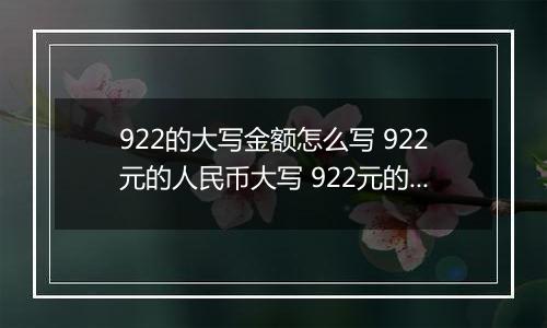 922的大写金额怎么写 922元的人民币大写 922元的数字大写