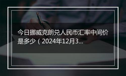 今日挪威克朗兑人民币汇率中间价是多少(2024年12月30日)