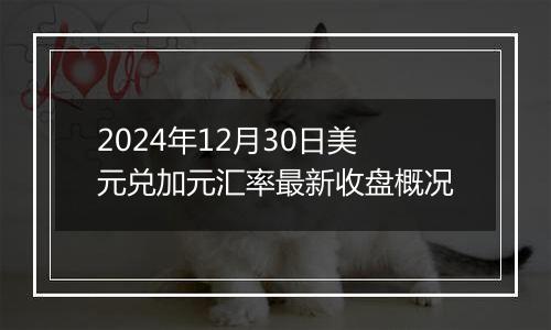 2024年12月30日美元兑加元汇率最新收盘概况