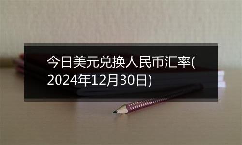 今日美元兑换人民币汇率(2024年12月30日)