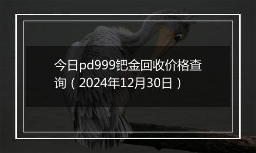 今日pd999钯金回收价格查询(2024年12月30日)