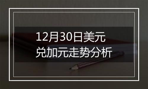 12月30日美元兑加元走势分析
