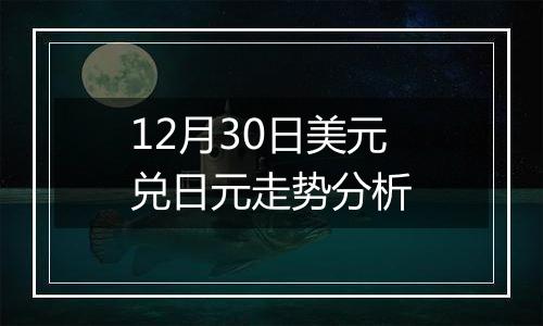 12月30日美元兑日元走势分析