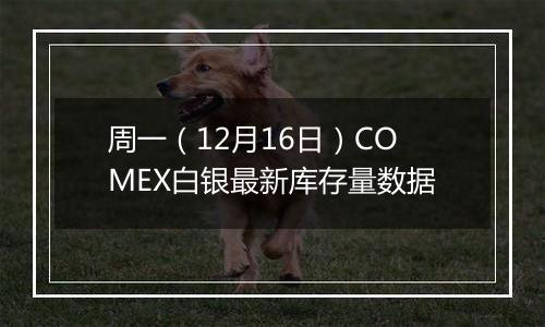 周一(12月16日)COMEX白银最新库存量数据