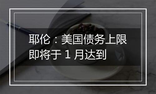 耶伦:美国债务上限即将于 1 月达到