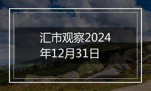汇市观察2024年12月31日