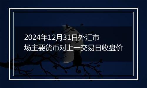 2024年12月31日外汇市场主要货币对上一交易日收盘价