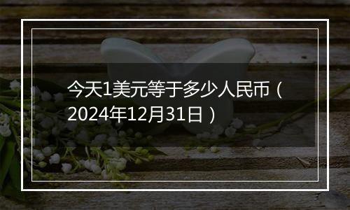 今天1美元等于多少人民币(2024年12月31日)