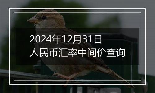 2024年12月31日人民币汇率中间价查询