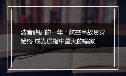 波音悲剧的一年:航空事故贯穿始终 成为道指中最大的输家