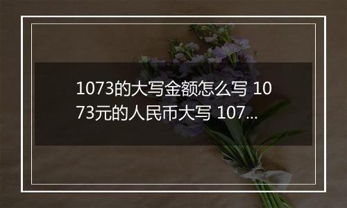 1073的大写金额怎么写 1073元的人民币大写 1073元的数字大写