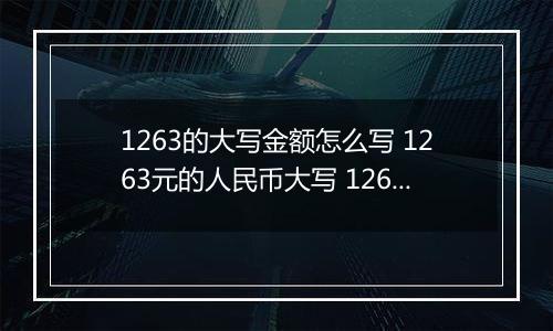 1263的大写金额怎么写 1263元的人民币大写 1263元的数字大写