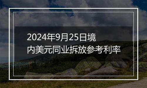 2024年9月25日境内美元同业拆放参考利率